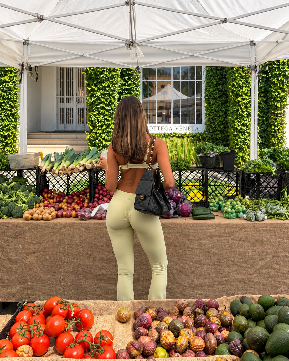 Editorial lifestyle reference placeholder for VELOUSTI — market scene, not product photography