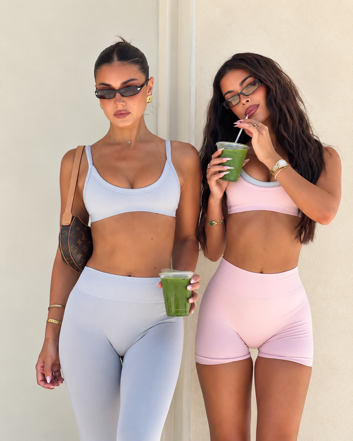 Editorial activewear reference placeholder for VELOUSTI — close-up outdoor lifestyle image, not product photography